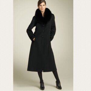 SACHI Fox Fur Wool/Cashmere Coat Black Size 8P